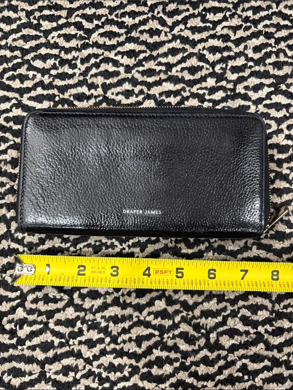 Draper James Black Pebbled Leather Zip-Around Wallet